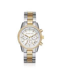 Michael Kors dameshorloge van 37 mm stalen armband en kast met quartz witte wijzerplaat Mk6474