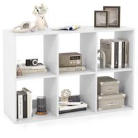 Boekenkast met 6 Vakken Cube Kast Vrijstaande Kast Open Kast Opbergkast voor de Woonkamer Wit