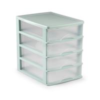 Plasticforte Ladeblok/bureau organizer met 4x lades - groen/transparant - L35,5 x B27 x H35 cm - thumbnail