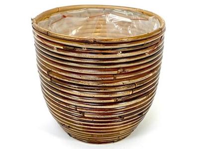 Rotan ronde mand stripe - Van der leeden