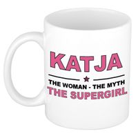 Naam cadeau mok/ beker Katja The woman, The myth the supergirl 300 ml   - - thumbnail