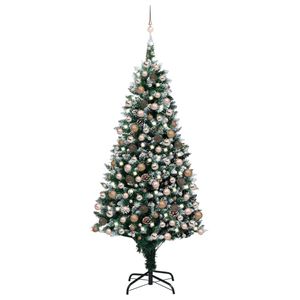 vidaXL Kunstkerstboom met verlichting kerstballen dennenappels 210 cm