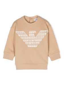 Emporio Armani Kids sweat en coton à patch logo - Marron