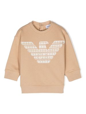 Emporio Armani Kids sweat en coton à patch logo - Marron