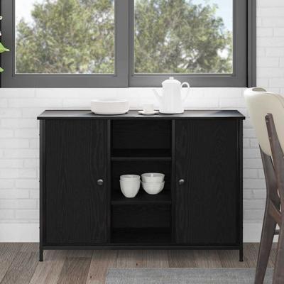 Dressoir Zwart eiken 100 x 35 x 70 cm Bewerkt hout
