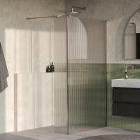 BRAUER Oblivion Flow inloopdouche helder ribbelglas 120x200 met zijwand 30 incl. glascoating Geborsteld RVS PVD