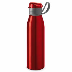 Aluminium waterfles/drinkflesmet klepdop en handvat - rood - 650 ml - Sportfles - Bidon