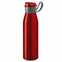 Aluminium waterfles/drinkflesmet klepdop en handvat - rood - 650 ml - Sportfles - Bidon