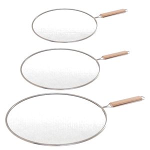 Set van 3x Universele RVS spatdeksel/afgietdeksel voor pannen van 25-28-33 cm