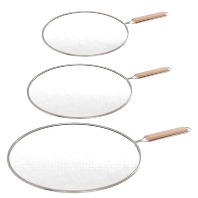 Set van 3x Universele RVS spatdeksel/afgietdeksel voor pannen van 25-28-33 cm