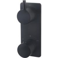 Wiesbaden Caral Inbouwthermostaat 2-weg Rond Mat Zwart - Stijlvolle Badkameroplossing