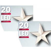 Set van 2x stuks verlichte kerstster lampion wit 60 cm op batterijen