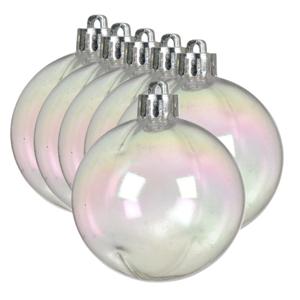 Decoris kerstballen - 6x stuks - 8 cm - transparant parelmoer - kunststof