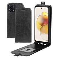 Motorola Moto G73 Verticale Flip Hoesje met Kaartsleuf - Zwart - thumbnail