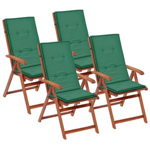 VidaXL Tuinstoelkussens 4 st hoge rug 120x50x3 cm stof groen