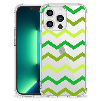 iPhone 13 Pro Max Doorzichtige Silicone Hoesje Zigzag Groen iPhone 13 Pro Max Doorzichtige Silicone Hoesje Zigzag Groen