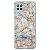Samsung Galaxy A22 4G siliconen hoesje - Marmer bruin blauw