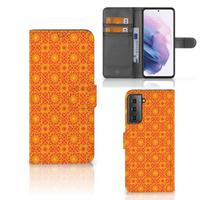 Samsung Galaxy S21 Plus Telefoon Hoesje Batik Oranje - thumbnail