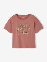 T-shirt met afbeelding, omkeerbare pailletten en korte mouwen voor meisjes rozenhout