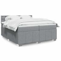 Boxspring met matras stof lichtgrijs 200x200 cm