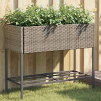 Plantenbak met schap poly rattan grijs - thumbnail