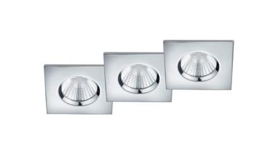 Trio Badkamer inbouwspotZagros (3x) met led vierkant chroom - 650610306