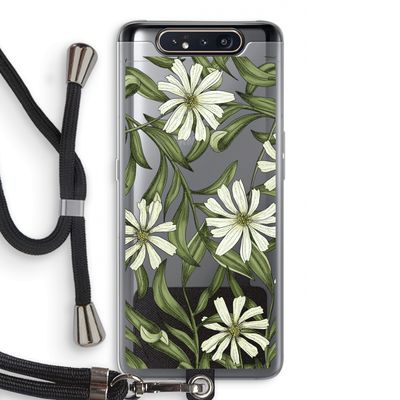 Wit bloemenpatroon: Samsung Galaxy A80 Transparant Hoesje met koord