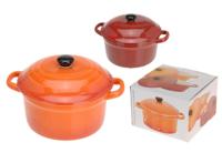 Excellent Houseware Stoofpan porselein + deksel 10x5cm or/ro