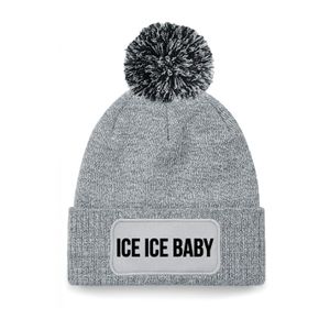 Ice ice baby muts met pompon unisex one size - grijs