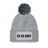 Ice ice baby muts met pompon unisex one size - grijs - thumbnail