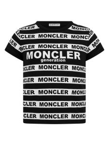 Moncler Enfant t-shirt à bandes logo - Noir