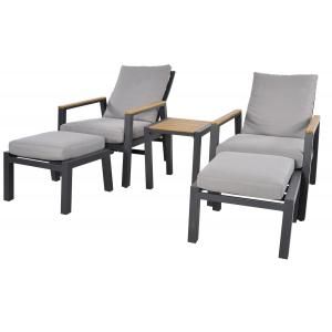 Coda charcoal antraciet duo loungeset - 2 persoons