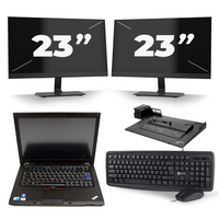 Lenovo ThinkPad T410 - Intel Core i5-1e Generatie - 14 inch - 8GB RAM - 120GB SSD - Windows 10 Home + 2x 23 inch Monitor - thumbnail