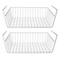 Opberg/opruim hangmandje - 6x - 25 x 40 x 14 cm - Kastmandje - zilver - kledingkast
