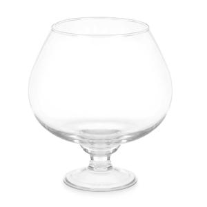 Bloemenvaas op voet Cognac - transparant glas - D21 x H26 cm - boeketvaas - 5 liter