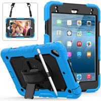 Schokbestendige kleurrijke silicagel + PC beschermende case voor iPad mini 2019/Mini 4 met houder & schouderband & hand riem & pen sleuf (baby blauw)