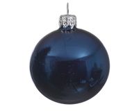 6 Glazen kerstballen glans 8 cm nacht blauw - Decoris