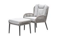 GI Andorra loungestoel + hocker - Taupe/Zand GI Andorra loungestoel + hocker - Taupe/Zand