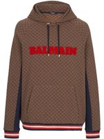 Balmain hoodie Mini Monogram en jacquard - Marron - thumbnail