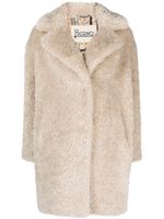 Herno manteau en fourrure artificielle à simple boutonnage - Tons neutres