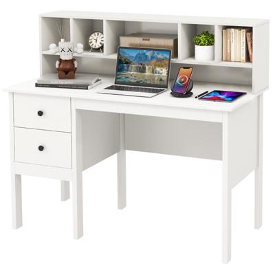 Bureau met 2 Laden en 5 Vakken Computertafel Kinderbureau PC-Tafel Kantoortafel voor Thuis Kantoor Wit 120 x 60 x 110 cm