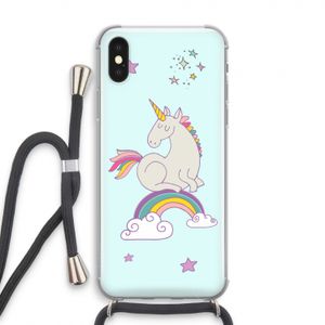 Regenboog eenhoorn: iPhone XS Transparant Hoesje met koord