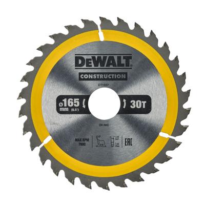 DeWALT Cirkelzaagblad voor Hout | Construction | Ø 165mm Asgat 30mm 30T - DT1937-QZ