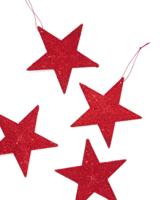 HEMA Kersthangers Ster Glitter Rood - 4 Stuks