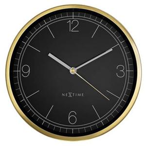 NeXtime - Wandklok 25cm - Stil - Goud|Zwart - Metaal - NeXtime