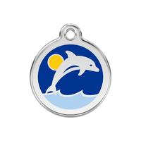 Dolphin Navy roestvrijstalen hondenpenning medium/gemiddeld dia. 3 cm - RedDingo