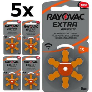 30 Stuks (5 Blister a 6st) Rayovac Extra 13 MF Gehoorapparaat batterijen