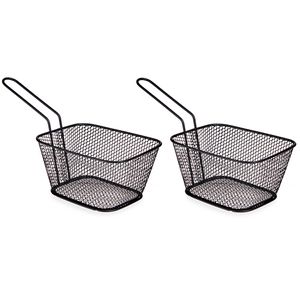 Set van 4x stuks zwarte patat/snack serveermandjes/frietmandjes 23 x 11.5 x 7.5 cm - Serveerschalen