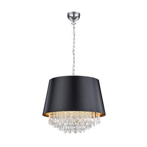 Trio Hanglamp Loreley 50cm met kristal - zwart met goud 309300302