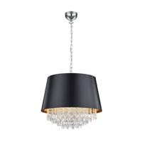 Trio Hanglamp Loreley 50cm met kristal - zwart met goud 309300302